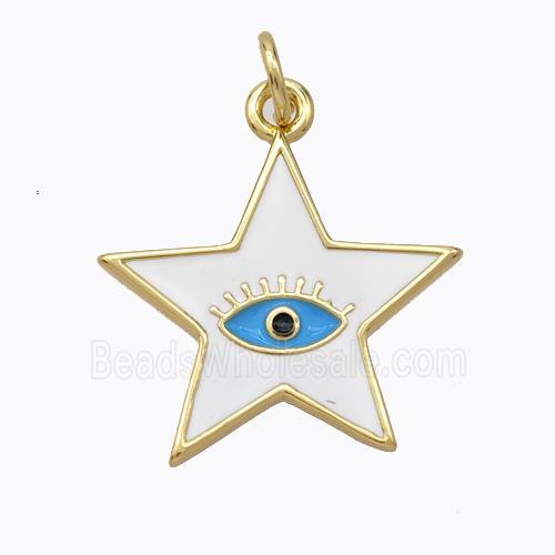 Copper Star Pendant White Enamel Eye Gold Plated