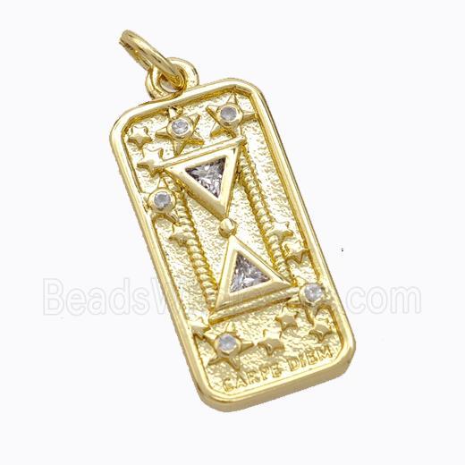 Copper Star Pendant Pave Zirconia Rectangle Gold Plated