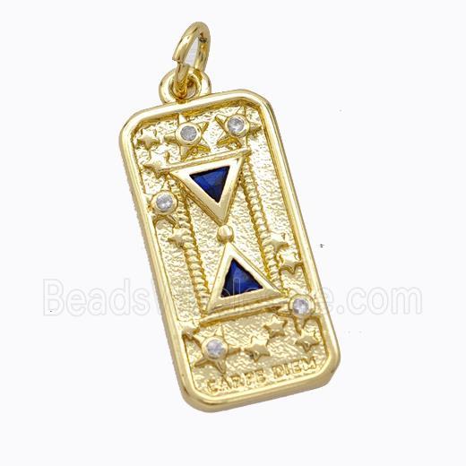 Copper Star Pendant Pave Zirconia Rectangle Gold Plated