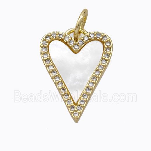 Copper Heart Pendant Pave Shell Zirconia Gold Plated