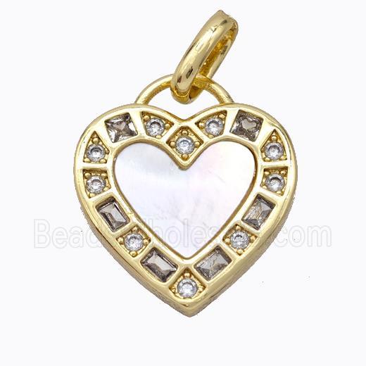 Copper Heart Pendant Pave Shell Zirconia Gold Plated