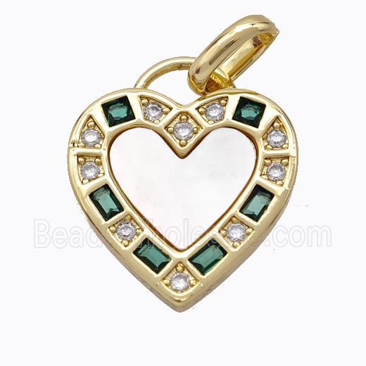 Copper Heart Pendant Pave Shell Zirconia Gold Plated