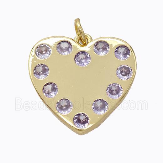 Copper Heart Pendant Micropave Zirconia Gold Plated