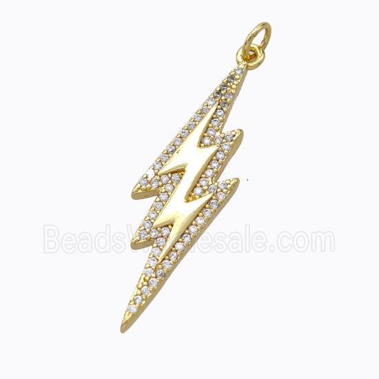 Copper Lightning Pendant Micropave Zirconia Gold Plated
