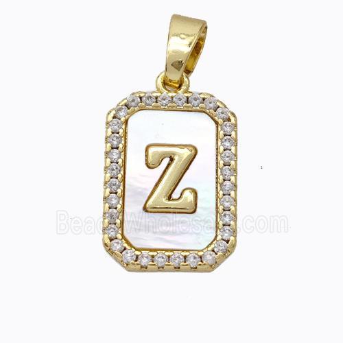 Copper Letter-Z Pendant Pave Shell Zirconia Gold Plated