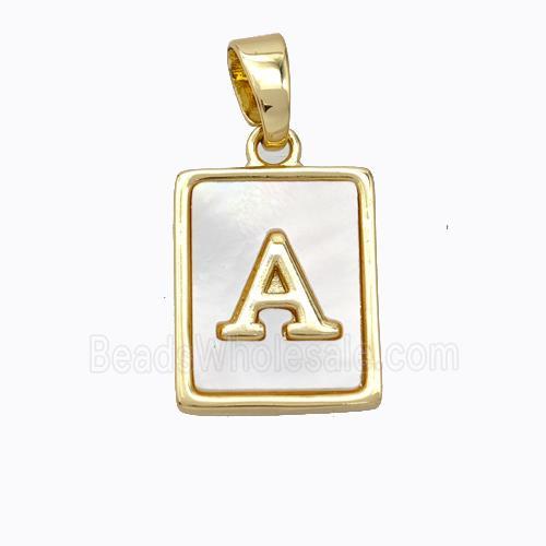 Copper Letter-A Pendant Pave Shell Gold Plated