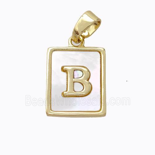 Copper Letter-B Pendant Pave Shell Gold Plated