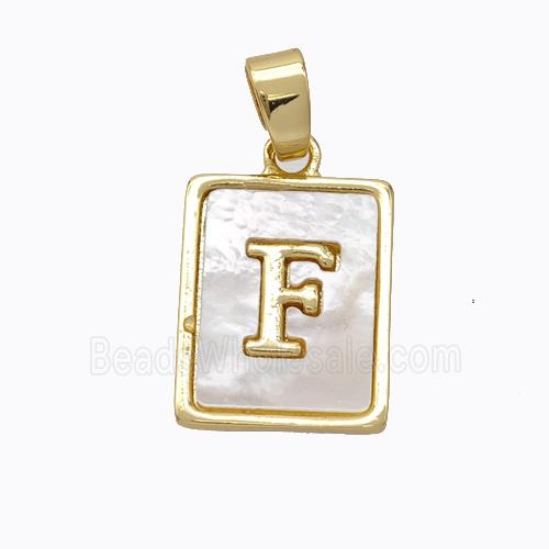 Copper Letter-F Pendant Pave Shell Gold Plated