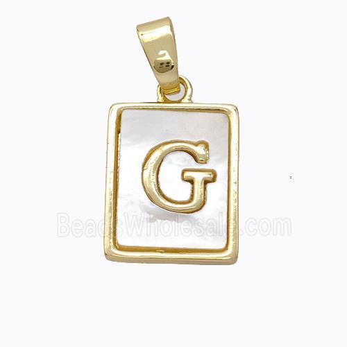 Copper Letter-G Pendant Pave Shell Gold Plated