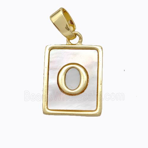 Copper Letter-O Pendant Pave Shell Gold Plated