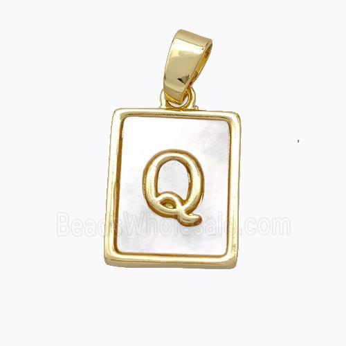 Copper Letter-Q Pendant Pave Shell Gold Plated