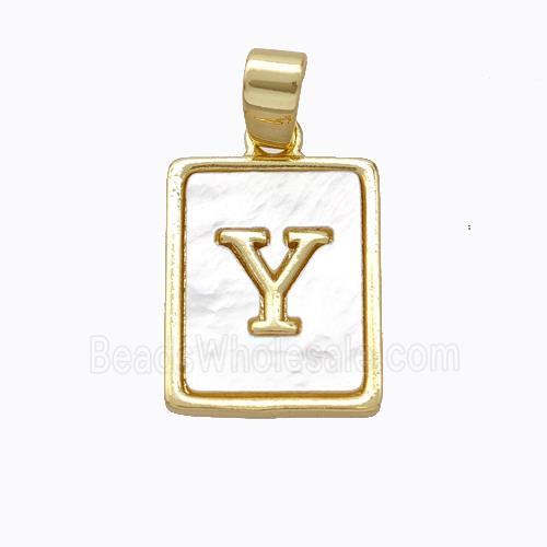 Copper Letter-Y Pendant Pave Shell Gold Plated