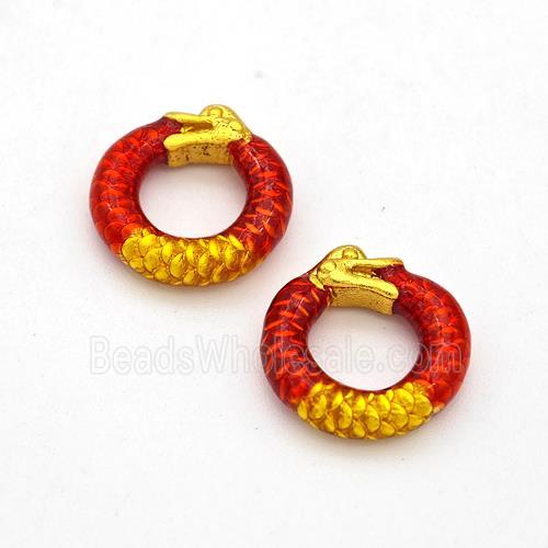 Copper Circle Connector Red Painted Gold Plated