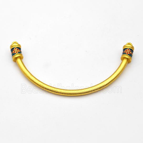 Copper Connector Curving Stick Bracelet Bar Painted Half Bangle Gold Plated