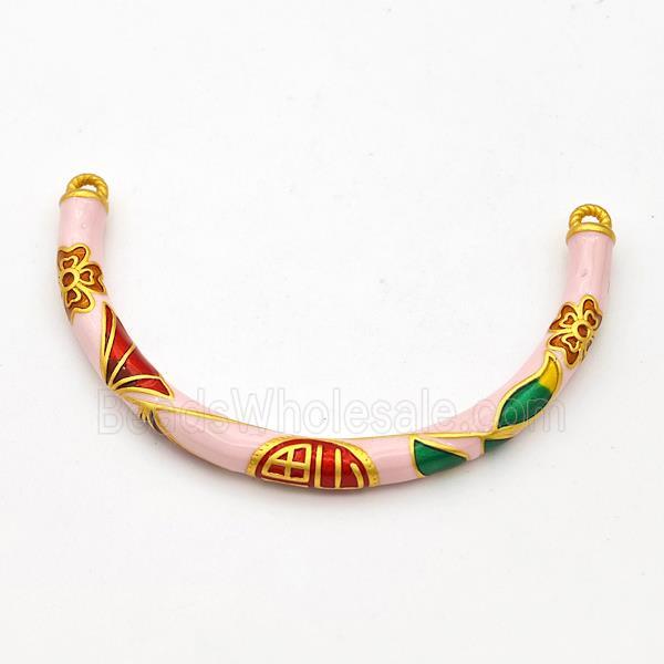Copper Connector Curving Stick Bracelet Bar Painted Half Bangle Gold Plated