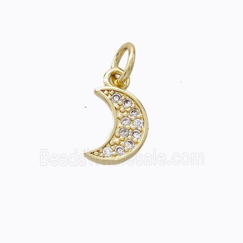 Copper Moon Pendant Pave Zirconia Gold Plated