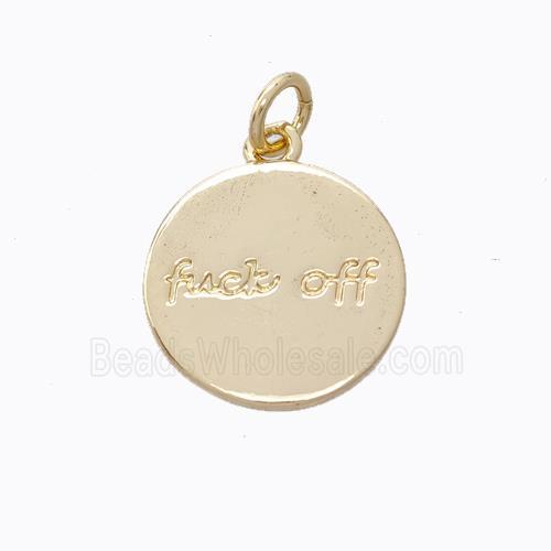 Copper Coin Pendant Fuck Off Gold Plated