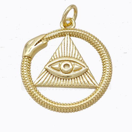 Copper Triangle Eye Pendant Pave Zirconia Snake Gold Plated