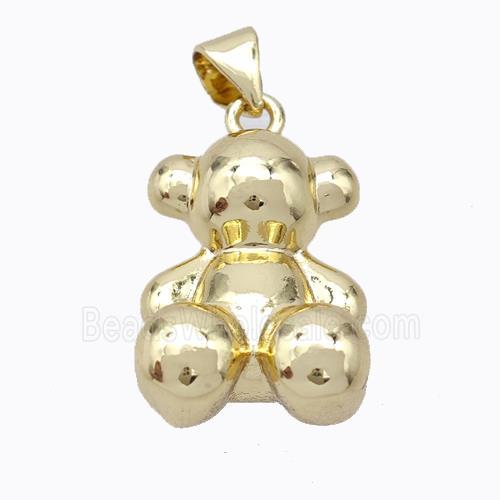 Copper Bear Pendant Hollow Gold Plated