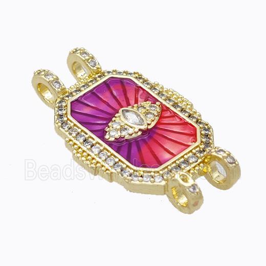 Copper Tarot Card Connector Micropave Zirconia Eye Painted Gold Plated