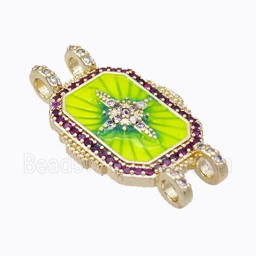 Copper Tarot Card Connector Micropave Zirconia Star Painted Gold Plated