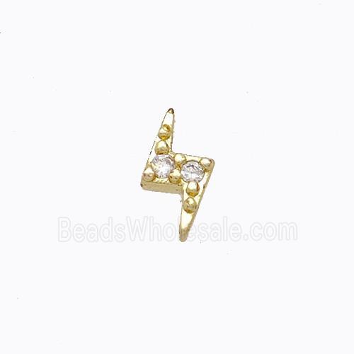 Copper Lightning Beads Pave Zirconia Without Hole Gold Plated
