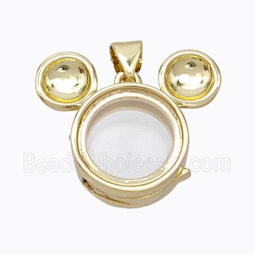 Copper Mice Locket Pendant Gold Plated