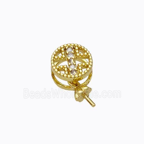 Copper Bail Pave Zirconia Gold Plated
