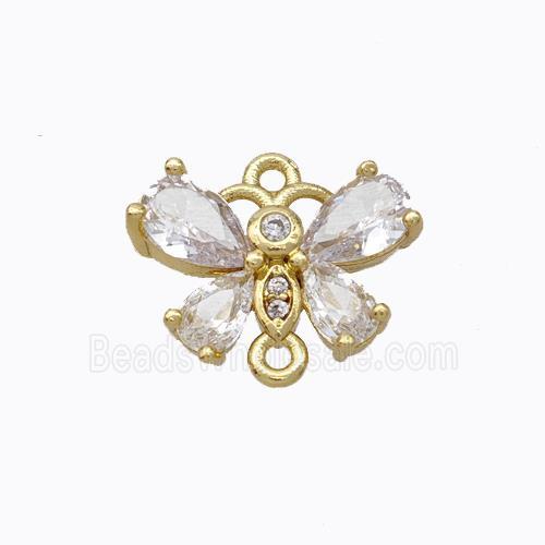 Copper Butterfly Connector Pave Zirconia Gold Plated