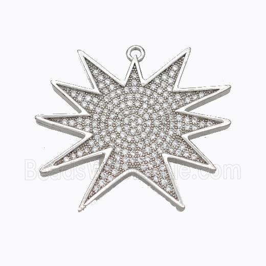 Copper Star Pendant Micropave Zirconia Platinum Plated