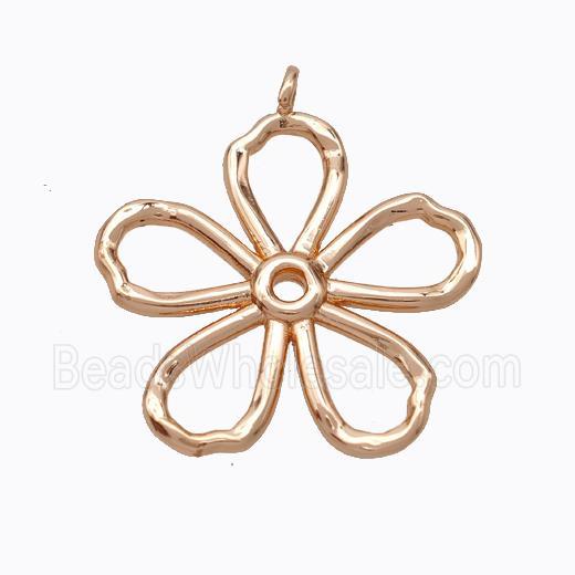 Copper Flower Pendant Hammered Rose Gold
