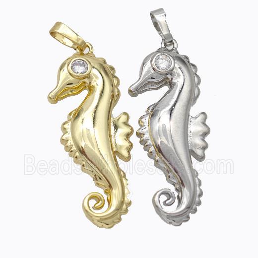 Copper Seahorse Pendant Pave Zirconia Mixed