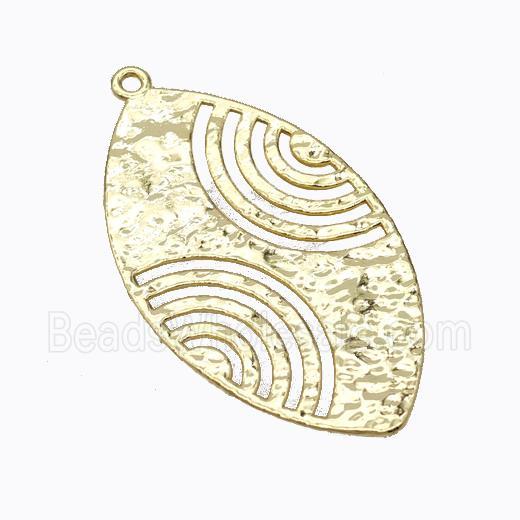 Copper Leaf Pendant Flat Gold Plated