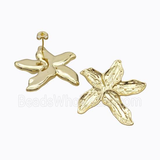 Copper Starfish Stud Earrings Gold Plated
