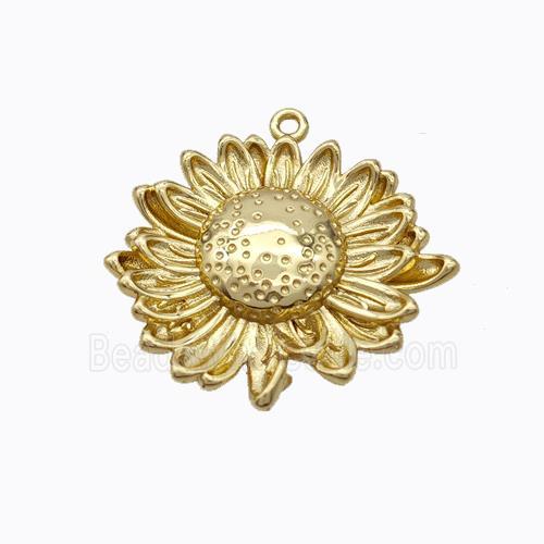 Copper Sunflower Pendant Gold Plated