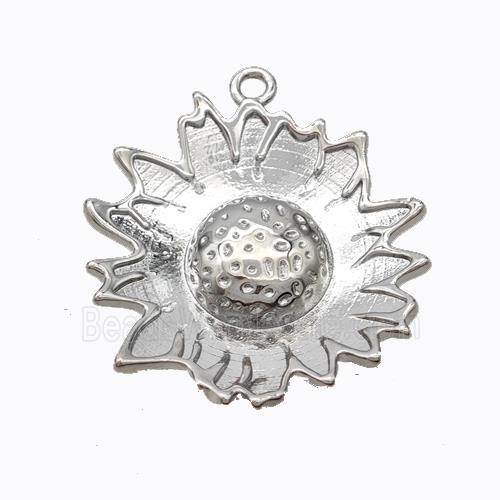 Copper Sunflower Pendant Platinum Plated
