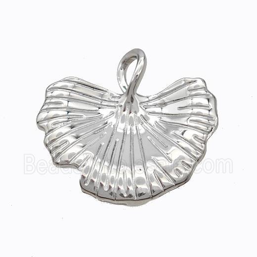 Copper Ginkgo Leaf Pendant Platinum Plated