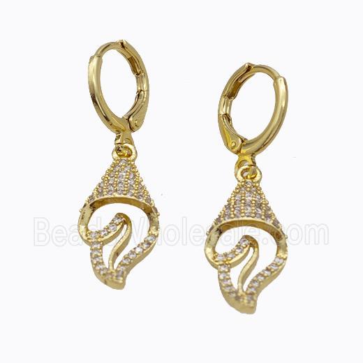 Copper Hoop Earrings Ice Cream Pave Zirconia Gold Plated