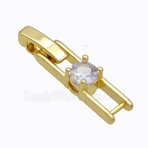 Copper Clasp Pave Zirconia Gold Plated