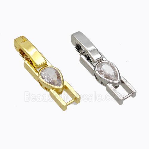 Copper Clasp Pave Zirconia Teardrop Mixed