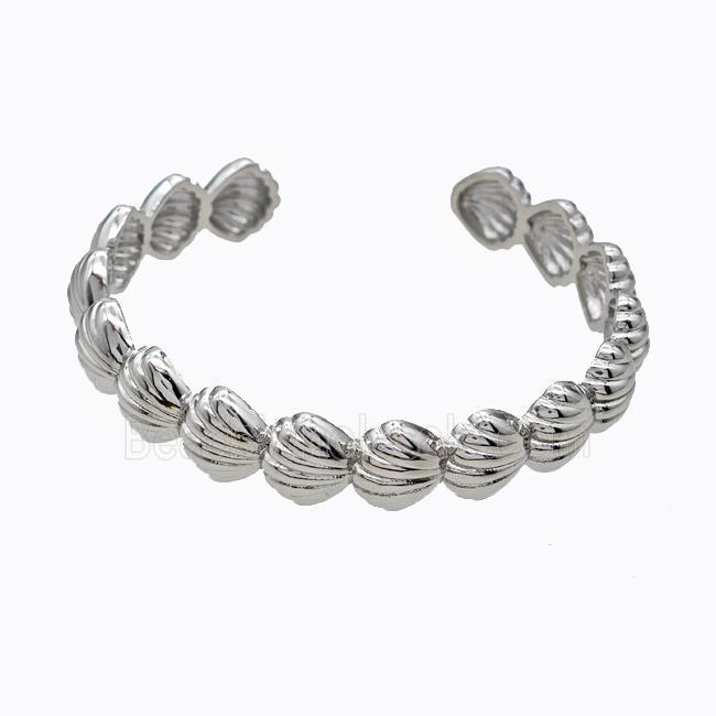 Copper Scallop Bangle Shell Platinum Plated