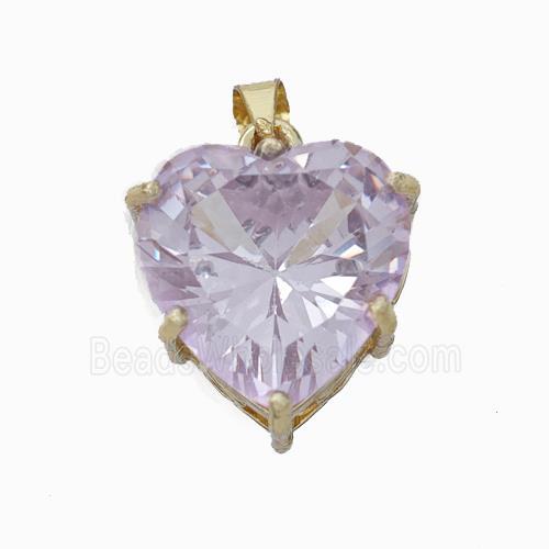 Copper Heart Pendant Pave Crystal Glass Gold Plated