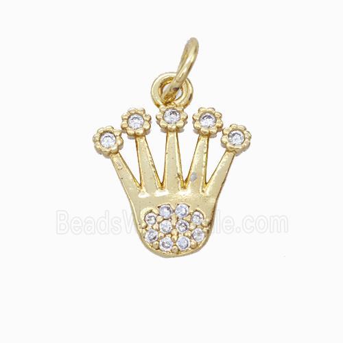 Copper Crown Pendant Micropave Zirconia Gold Plated