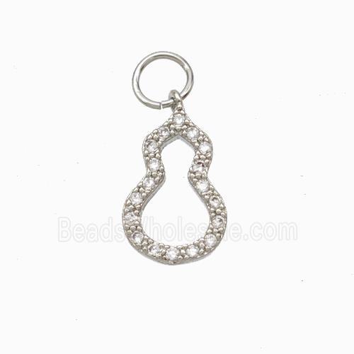 Copper Gourd Pendant Pave Zirconia Platinum Plated