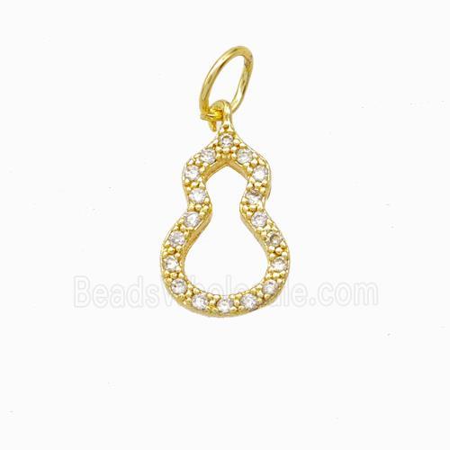 Copper Gourd Pendant Pave Zirconia Gold Plated