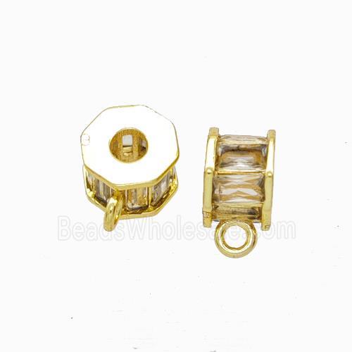 Copper Hanger Bail Micropave Zirconia Gold Plated