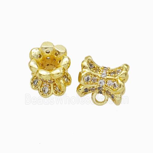 Copper Hanger Bail Micropave Zirconia Gold Plated
