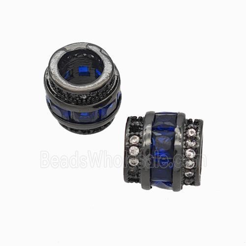 Copper Tube Beads Pave Zirconia Large Hole Black Plated