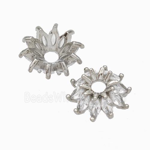 Copper Beadcaps Micropave Zirconia Platinum Plated