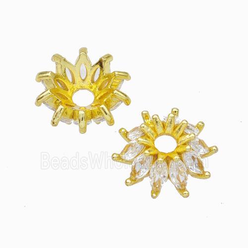 Copper Beadcaps Micropave Zirconia Gold Plated